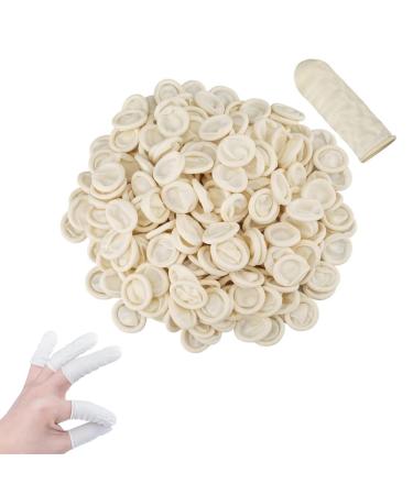100pcs Latex Finger Cots Latex Anti-Static Finger Covers Finger Tip Rubber Protect Keeping Dressing Dry and Clean Disposable Latex Finger Cots Rubber for Injured Finger Cracked Finger Sports(White)