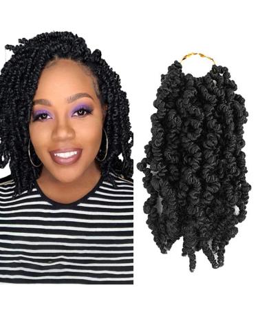 3 packs short curly pre-twisted jump twist braids synthetic crochet hair extensions ombre crochet twist braids fiber fluffy curly twist braiding (10inch 1b) 1b 10inch (3packs)