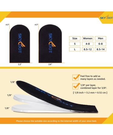 Skyfoot Adjustable Orthopedic Heel Lift Inserts for Heel Pain and Leg Discrepancies - Large Black (L) - Women's 8.5-12 | Men's 8.5 - Microfiber Shoe Lifts for Uneven Legs, Heel Spurs, Achilles Tendonitis - Buy Online on GoSupps.com