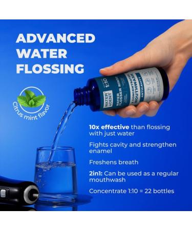 WATER DENT Fluoride Mouthwash and Water Flosser dditive | Add to Oral irrigator | Citrus Mint Flavor | Alcohol Free Made in USA | Concentrated 1:10 44 fl.oz - Buy Online on GoSupps.com