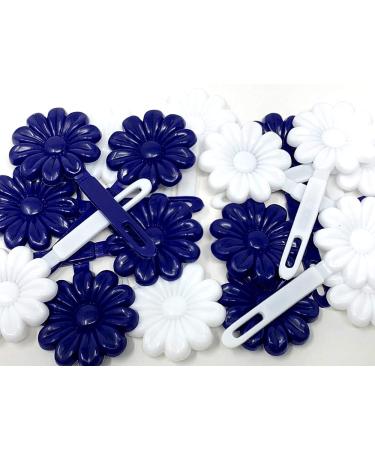 Tara Girls Self Hinge Plastic Flower Hair Barrettes 18-Piece Set (Blue White) - Buy Online on GoSupps.com