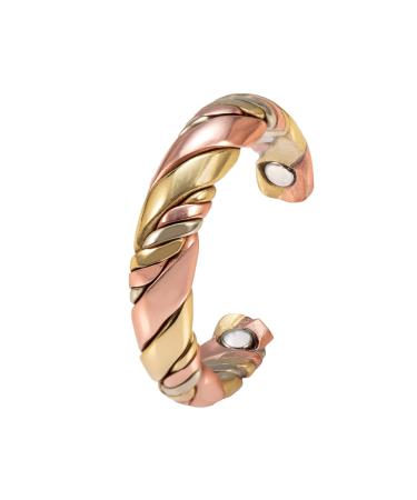EnerMagiX Braided Tri Tone Magnetic Copper Rings for Men Ring Jewelry Gift for Dad Husband
