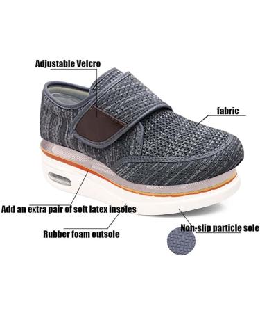 Adjustable Open Toe Diabetic Sandals for Tired Swollen Feet - Dark Grey, Size 8 - Buy Online on GoSupps.com