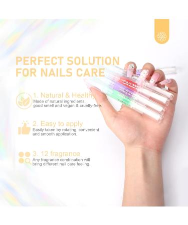 Saviland 12Pcs Cuticle Oil Pen - Fruity Natural Ingredients Nail Care Kit for Revitalized, Nourished Nails | Prevents Cracking and Smoothes Cuticles - Buy Online on GoSupps.com