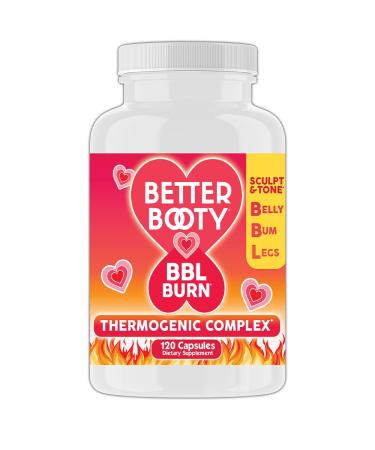 Better Booty BBL Burn Thermogenic Complex Capsules Tone & Sculpt Belly Bum + Legs w. Garcinia Cambogia Guarana Green Tea Ext ALA & Cayenne Pepper Supplement (120ct 60 Servings) 120 Count (Pack of 1)
