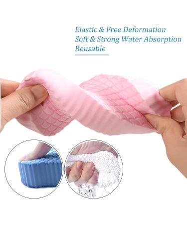 4Pcs Super Soft Exfoliating Bath Sponge Set for Adults, Children, and Pregnant Women - Reusable Ultra Soft Shower Sponge in White, Grey, Green, Yellow - Buy Online on GoSupps.com
