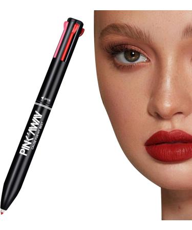 Jimtuze 4in1 Lip Liner Lip Liner Pressed 4 Colors in 1 Lip Contour Pen Waterproof Lip Liner Pen for Daily Makeup Gift for Women Red bean paste + tomato + aunt + fire orange - Buy Online on GoSupps.com