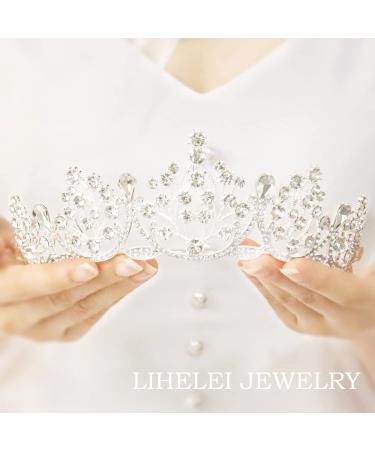 LIHELEI Crystal Crown Tiara - Vintage Silver Queen Crown for Wedding, Princess Tiara for Girls - Ideal for Halloween Costume and Birthday Party - Buy Online on GoSupps.com