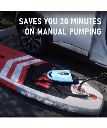 Airbank Electric Paddle Board Pump 20 PSI - Dual Stage Fast Inflator for SUP, Inflatable Boats & Pools - 12V DC Car Connector - Blue - Buy Online on GoSupps.com