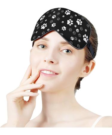 White Gray Paw Print Sleep Mask for Women | Adjustable Eye Shades with Elastic Strap - Perfect for Travel & Relaxation - Buy Online on GoSupps.com