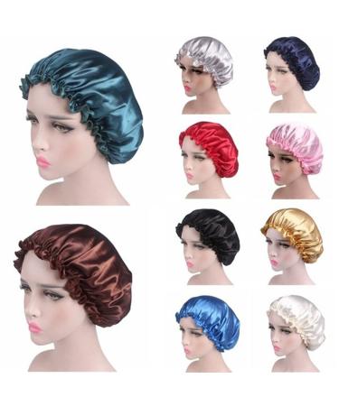 Women Satin Silk Sleeping Hat - Black Shower Cap for Lady Night Hair Care - Buy Online on GoSupps.com