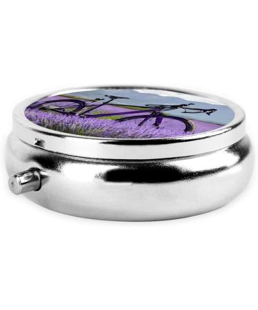 Shop Lavender Field Retro Bike Pill Box | 3-Compartment Travel Organizer for Vitamins & Medications - Buy Online on GoSupps.com