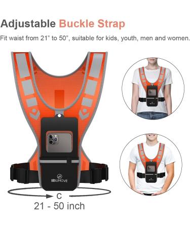 Reflective Vest with Phone Holder | BUMOVE Adjustable Safety Gear for Night Activities | Orange - Buy Online on GoSupps.com