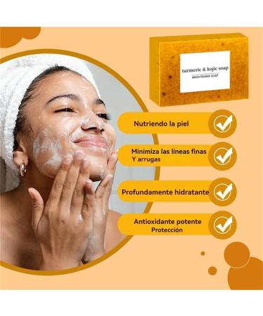 Lemon Turmeric Kojic Acid Soap Kojic Acid and Turmeric Soap Turmeric Kojic Acid Soap Jabon De Curcuma Turmeric Kojic Acid Cleansing Soap Bar for Face and Body For All Skin (2) - Buy Online on GoSupps.com