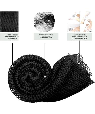 Shop African Badenetz - Djampe Peeling Shower Sponge | XL Soft Bathing Accessories for Men Women & Children | Black Flower-Waves - Buy Online on GoSupps.com
