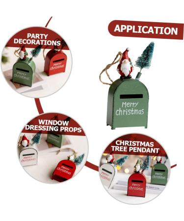 Abaodam 4pcs Box Christmas Mailbox Rustic Decorations Letters to Santa Mailbox Hanging Decor Crafts Metal Greenx4pcs 10x4.5cmx4pcs - Buy Online on GoSupps.com