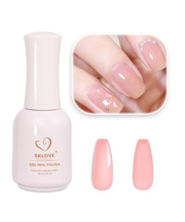 Gel Nail Polish 18ml Transparent Jelly Nude Pink Gel Nail Polish Pink Sheer Translucent Soak Off UV Neutral Color Natural Nail Gel Polish for DIY Manicure Gift for Women Girls