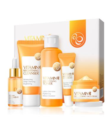 Skincare Gift Set for Teenage Girls - Vitamin C Serum Skin Care Sets & kits - Pamper Gifts for Women - Includes Cleanser Face Serum Cream Toner Eye Cream - Anti-Aging Daily Skin Care (5 Pieces)