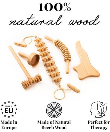 Tuuli Accessories Maderotherapy Wood Set - Massager for Cellulite Lymphatic Drainage & Back Relief | Swedish Cup Included - Buy Online on GoSupps.com