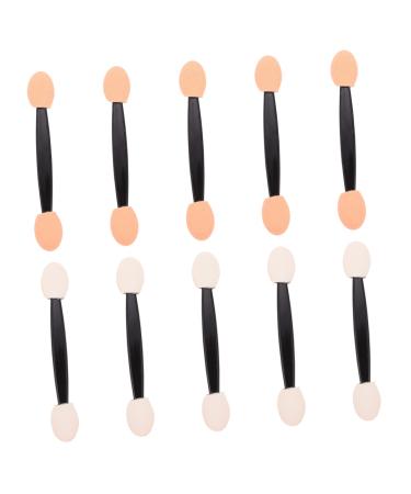 FRCOLOR 100pcs Double Ended Eyeshadow Brush Makeup Brush Mini Makeup Dual-side Smudger Tool Cosmetic 6.5x1.3cm Black