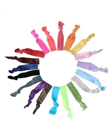 Candora 100 pieces colorful hair bands with knots for a ponytail elastic hair ties hair accessories for girls and women