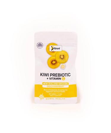K rure Kiwi Prebiotic + Vitamin C Chews 100% New Zealand Golden Kiwi for Gut Health Digestion Support & Regular Bowel Movements (30 Tablets)