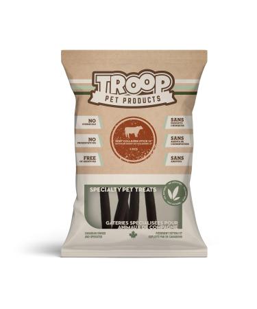 Troop Pet Products Beef Collagen Stick Natural Single Ingredient Dehydrated Dental Chew 12" (Pack of 5)