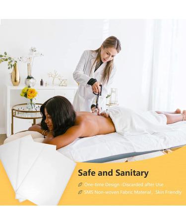 Eqivei 150 Count Disposable Massage Table Sheets - White Bed Covers for Spa, Lash Bed, Tattoo - Breathable 31x71 inches - Buy Online on GoSupps.com
