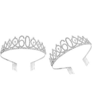 Minkissy 60th Birthday Tiara Crystal Crown Rhinestone Princess Birthday Crown Hair Accessories Happy 60th Birthday Crown Tiara for Women Ladies - Buy Online on GoSupps.com