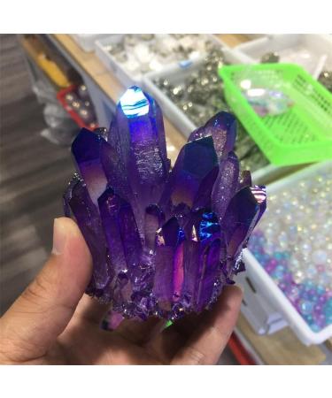 Natural Purple Electroplating Transparent Crystal Cluster Stone Ore Demagnetization Stone Mesh Suitable for Home Raw Stones and Minerals FUZEGRDLI 350-400g - Buy Online on GoSupps.com