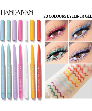 JAWSEU 20 Colors Eyeliner Gel Pen Matte Eyeliner Kit Makeup Liner Gel Pencil Longlasting Waterproof Gel Eyeliner for Eye Makeup 20 Pieces - Buy Online on GoSupps.com