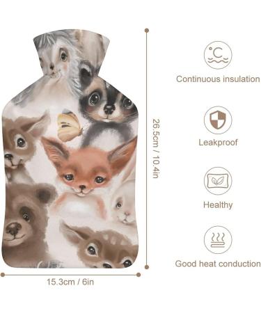 Cute Animals Hot Water Bottle with Plush Cover - Hand Warmer for Adults & Kids | 26.5x15.3cm - Buy Online on GoSupps.com
