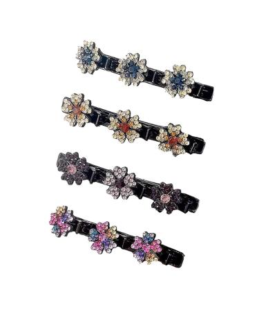 hgnxa Sparkling Crystal Stone Braided Hair Clips Multi Clip Hair Barrette Braided Hair Clip for Girls Women Four piece set of fi