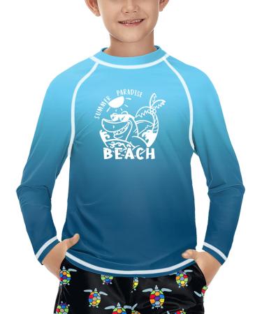 BesserBay Children's UV Shirt Long Sleeve Rashguard Quick-drying UV Swim Shirt for Boys 110-160 110 Beach-blue