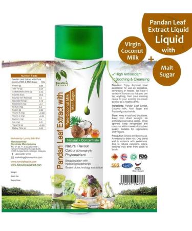 7x Fresh Natural Pandan Leaf Extract with Virgin Coconut Milk & Malt Sugar - 200g - Buy Online on GoSupps.com