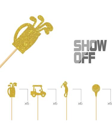 MonMon & Craft Golf Cupcake Toppers - Sport Theme Golf Birthday Cupcake Decor - Baby Shower Party Decor - Retirement Party Decorations Golf Club Cupcake Toppers - 24 Pcs Gold Glitter - Buy Online on GoSupps.com
