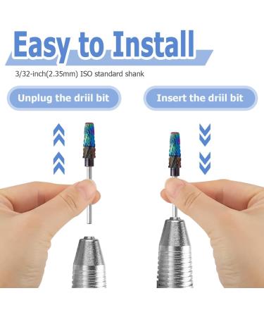 Mesee 5 in 1 Pro Nail Drill Bit 3/32" Shank Tapered Barrel Nail Bit Tungsten Steel Nail File Drill Bit for Manicure Pedicure Acrylic Hard Gel Nails Art Polishing Cuticle Removal - Buy Online on GoSupps.com