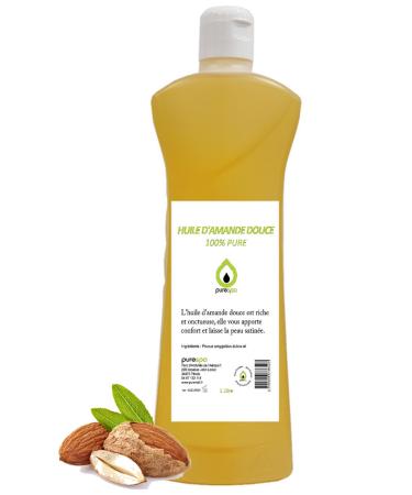 Purespa by Purenail - 100% Pure Sweet Almond Oil - 1 Liter - Cold Pressed - Body and Skin Care