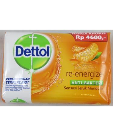 Dettol Anti-Bacterial Bar Soap Re-Energize 110 Gr / 3.9 Oz (Pack of 12) Orange 3.9 Ounce (Pack of 12)