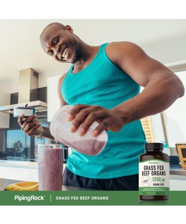 Piping Rock Grass Fed Beef Organs | 3250 mg | 200 Capsules | Liver Kidney Pancreas Heart Spleen Supplement | Non-GMO Gluten Free - Buy Online on GoSupps.com