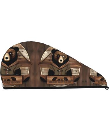 Rustic Lodge Bear Dry Hair Cap for Girls - Soft Super Absorbent Elastic Wrap for Long Thick Hair - Quick Dry Women's Hair Cap - Buy Online on GoSupps.com