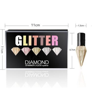 Liquid Glitter Eyeliner Colorful Set Long Lasting Waterproof Makeup Eyeliner Metallic Shimmer Pigment Liquid Eye Liner Pen Quick Drying High Pigmented Sparkle Eyeshadow - Buy Online on GoSupps.com