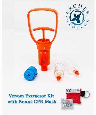 Ven-Ex Snake Bite & Bee Sting Kit with CPR Face Shield | Venom Extractor Suction Pump for Hiking, Backpacking, Camping - Archer MedTech - Buy Online on GoSupps.com