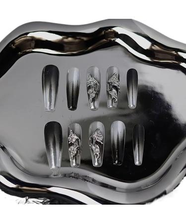 Temperament-enhancing manicure hand-wearing a metal butterfly fake nails patch manicure explosions nail.(S)