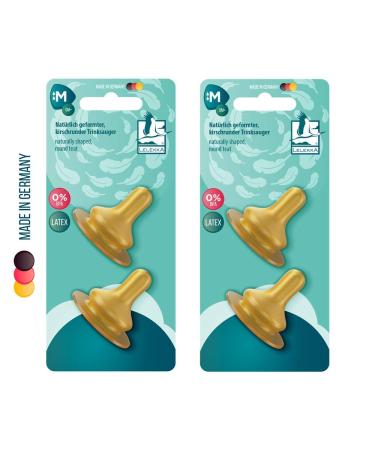 Lelekka Latex Natural Latex Round Teat Size M Pack of 4 Medium Suction Hole Size Milk Baby Food