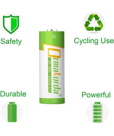 18500 Rechargeable Batteries (6-Pack) - IMR 18500 1600mAh 3.7V Li-ion for Flashlights & Solar Lights - Buy Online on GoSupps.com