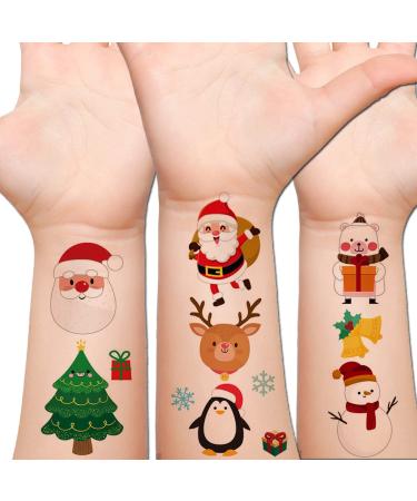 Hohamn Christmas Temporary Tattoos for Kids  12 Sheets Christmas Holiday Fake Tattoos for Baby Boys Girls Xmas Party Gifts Crafts Decoration