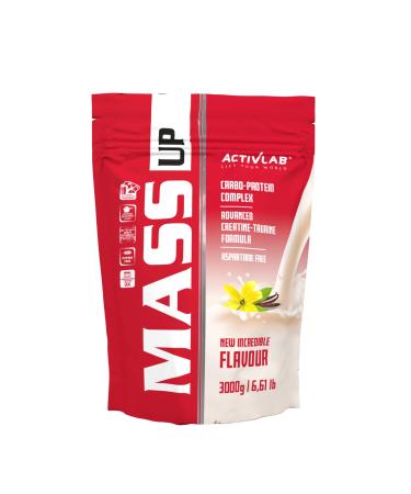 Activlab MASS UP 3kg Weight Gain Protein Powder High Calorie Whey Protein Creatine and Taurine Vanilla Builds Muscle Mass and Strength Massive Mass Gain