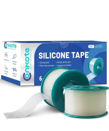Conkote Pain-Free Removal Silicone Tape 1 x 5 Yards  6 Rolls  Strong Hold and Hypoallergenic Formula  Good for Sensitive Skin