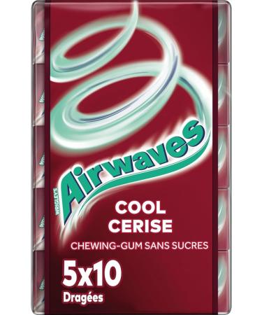 AIRWAVES - Chewing gum Cool Cherry without sugars - 5 packs of 10 dragees - 70 g